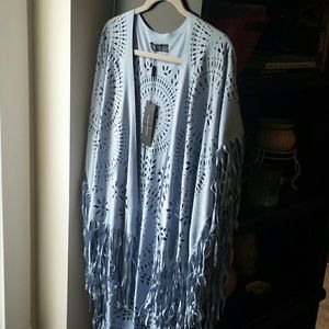 NWT Pastel Blue suede Boho shawl